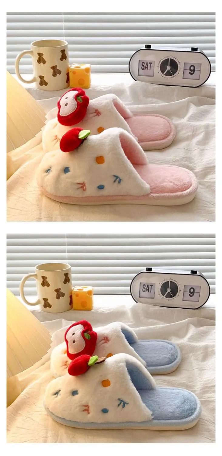 Winter Plush Cartoon Apple Slippers for Women — feature 20