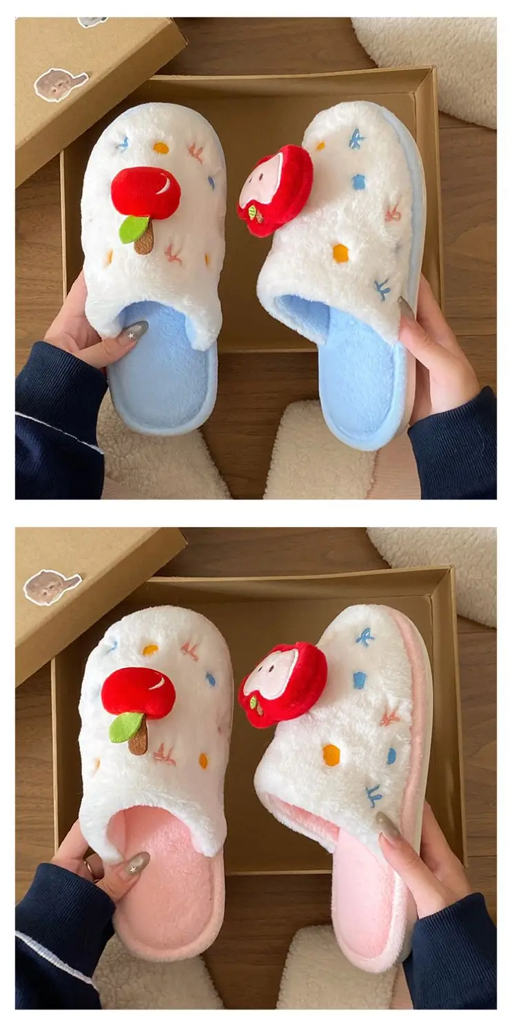 Winter Plush Cartoon Apple Slippers for Women — feature 21