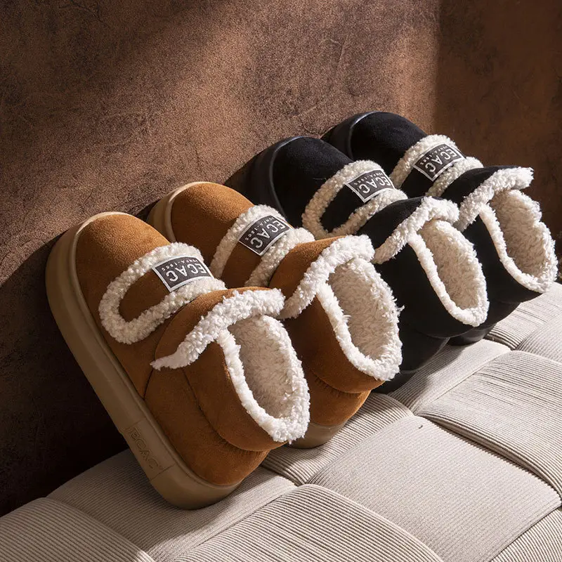 Thick-Soled Cotton Shoes for Women, New Winter 2024 Warm Fleece-Lined Thickeneded Anti-Slip Low-Cut Bread Snow Cotton Furry Shoes - Image 6