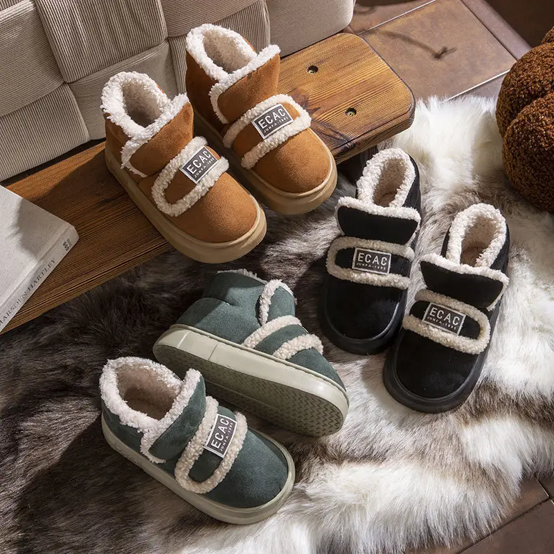 Thick-Soled Cotton Shoes for Women, New Winter 2024 Warm Fleece-Lined Thickeneded Anti-Slip Low-Cut Bread Snow Cotton Furry Shoes - Image 9