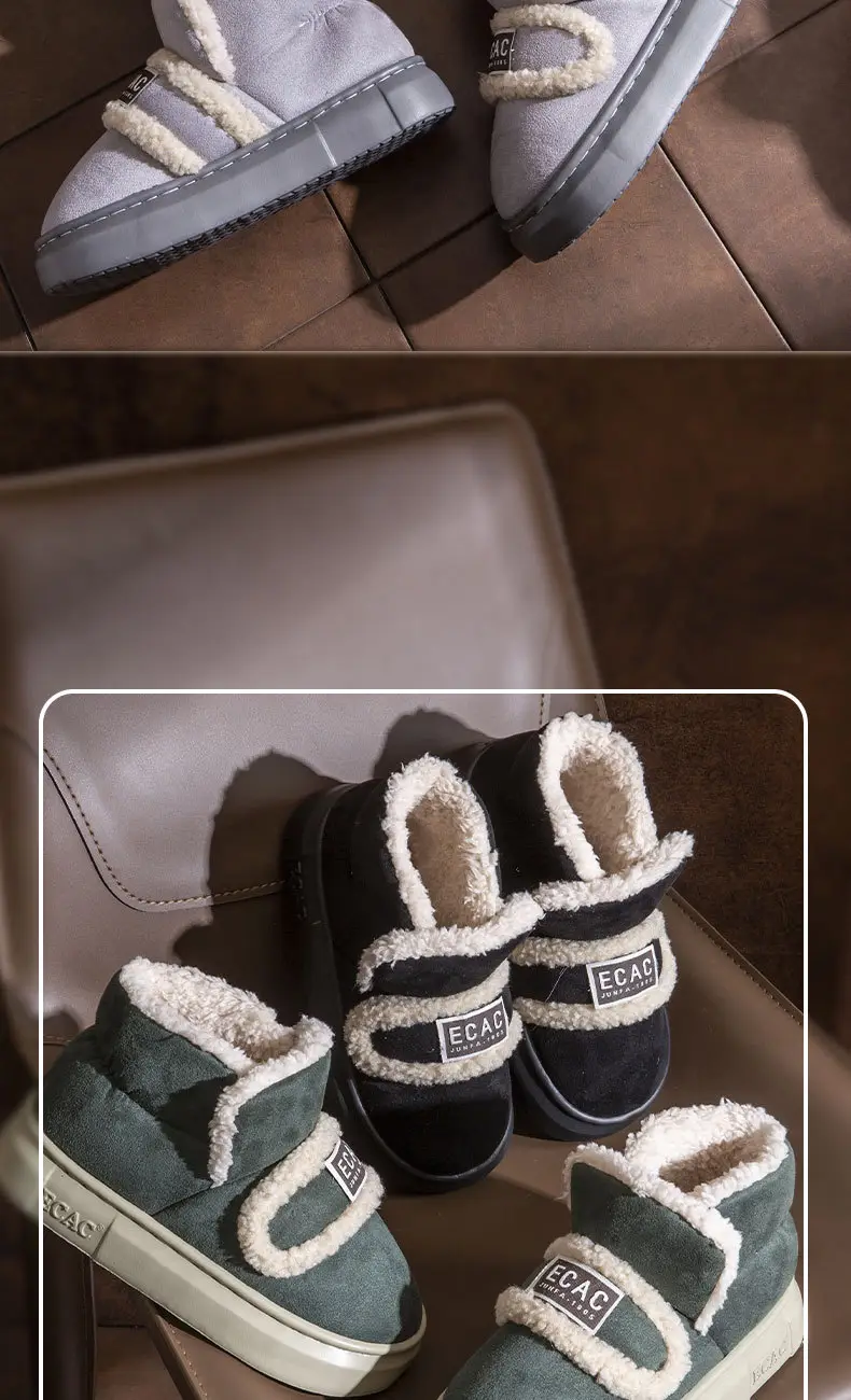 Thick-Soled Cotton Shoes for Women, New Winter 2024 Warm Fleece-Lined Thickeneded Anti-Slip Low-Cut Bread Snow Cotton Furry Shoes — feature 10