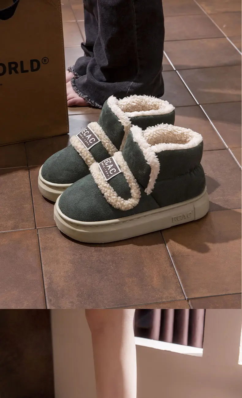 Thick-Soled Cotton Shoes for Women, New Winter 2024 Warm Fleece-Lined Thickeneded Anti-Slip Low-Cut Bread Snow Cotton Furry Shoes — feature 14
