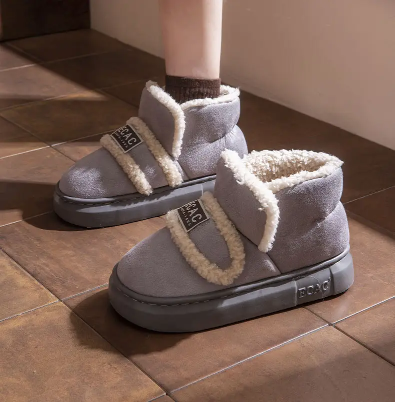 Thick-Soled Cotton Shoes for Women, New Winter 2024 Warm Fleece-Lined Thickeneded Anti-Slip Low-Cut Bread Snow Cotton Furry Shoes — feature 15