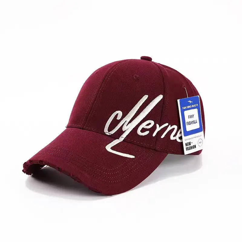 Women Maroon Letter Cap Large White - Image 4