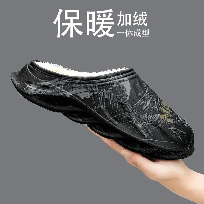 2025 Cross-Border Winter Thickeneded Large Size Cotton Slippers for Men's Home Indoor Thick-Soled Slippers That Can Be Worn Outside Warm Cotton Shoes