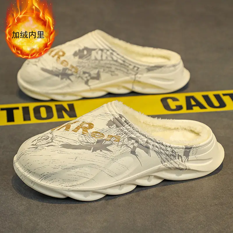 2025 Cross-Border Winter Thickeneded Large Size Cotton Slippers for Men's Home Indoor Thick-Soled Slippers That Can Be Worn Outside Warm Cotton Shoes