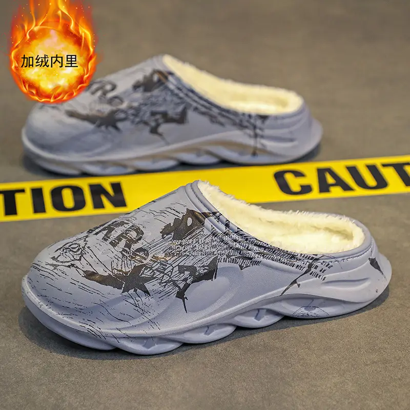 2025 Cross-Border Winter Thickeneded Large Size Cotton Slippers for Men's Home Indoor Thick-Soled Slippers That Can Be Worn Outside Warm Cotton Shoes