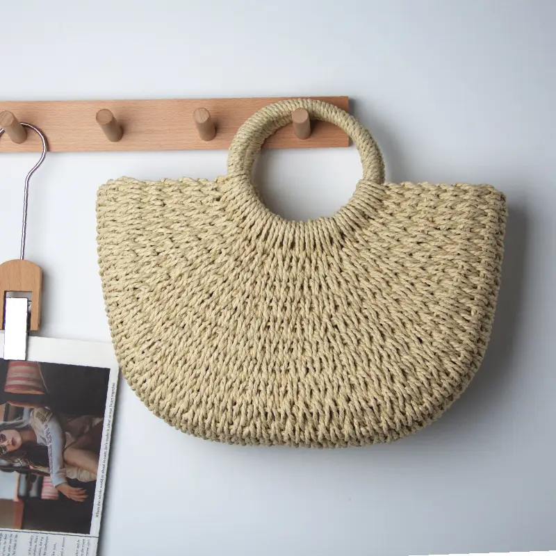 Retro Crossbody Straw Bag Women's Handheld Beach Bag - Image 6