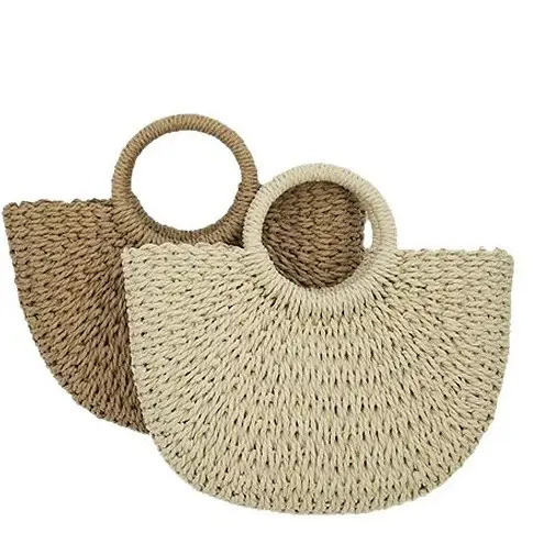 Retro Crossbody Straw Bag Women's Handheld Beach Bag - Image 8