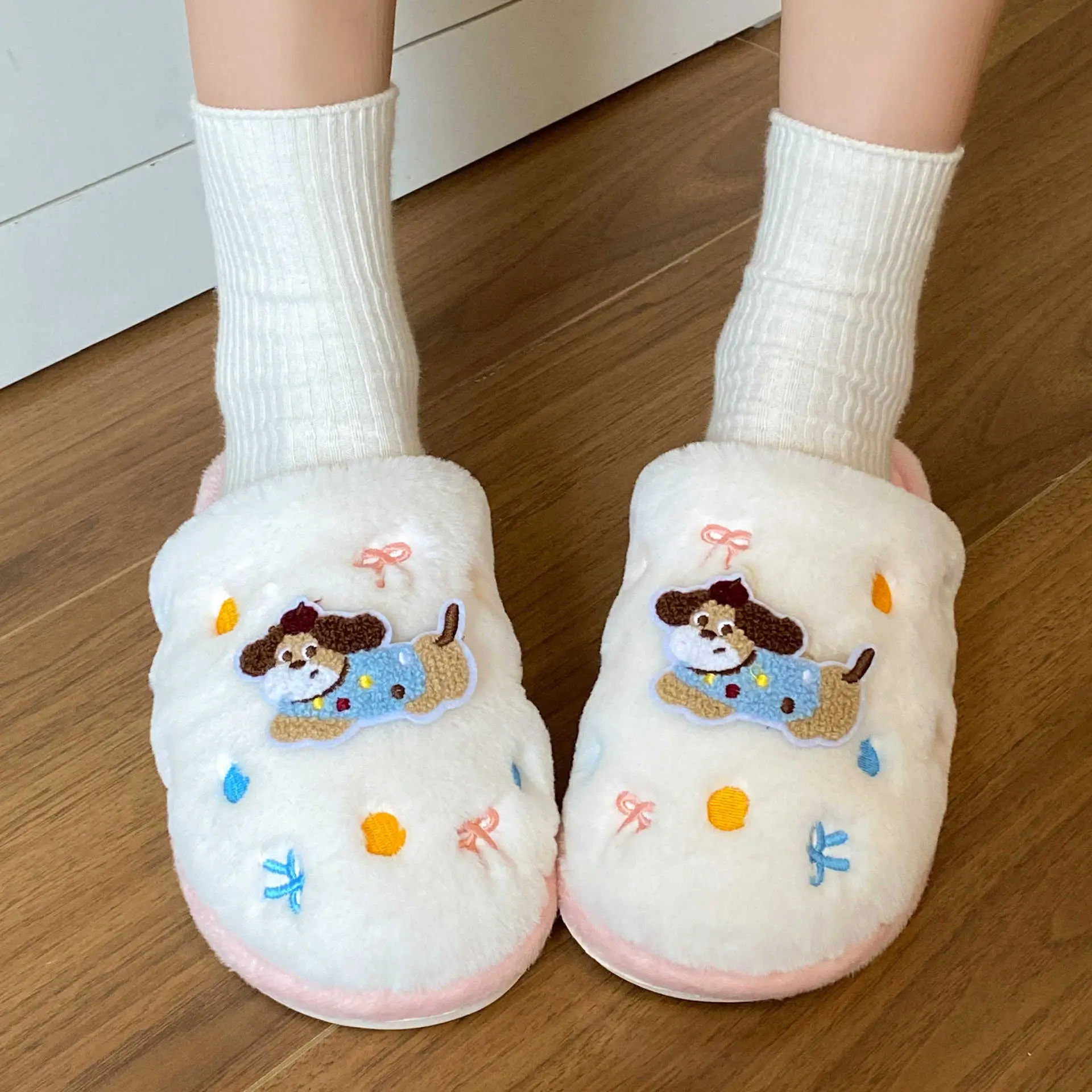 2025 Dachshund Polka Dot Cotton Slippers Winter Warm - Image 5