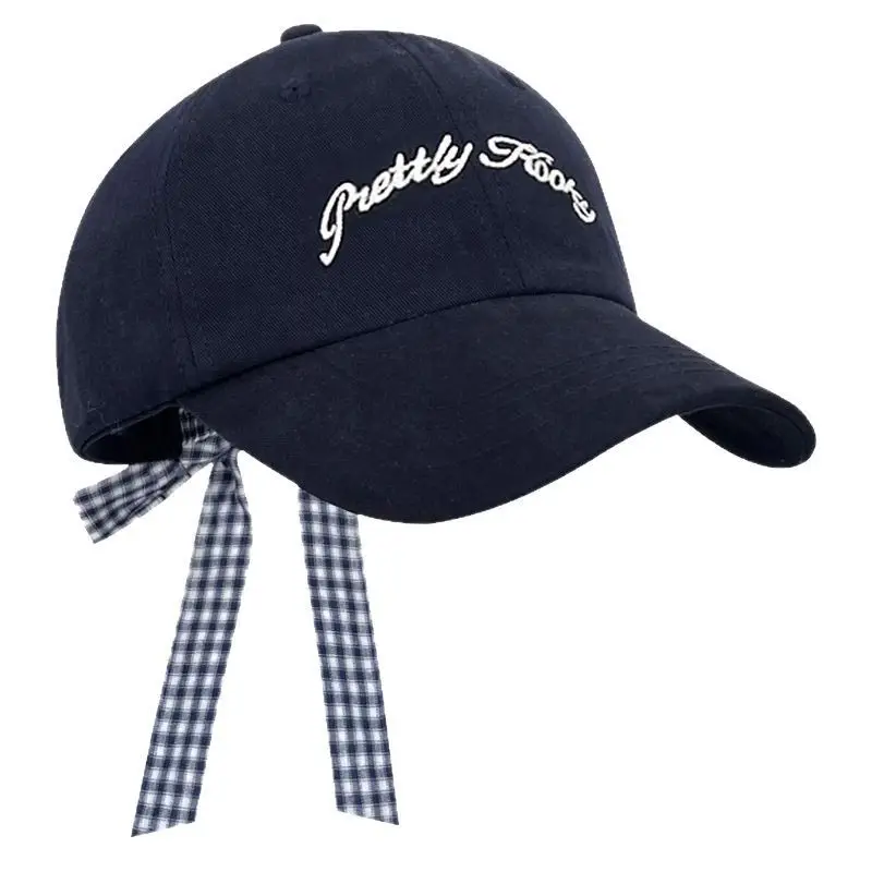 Women Retro Bow Tie Baseball Cap with Embroidered Letter - Image 6