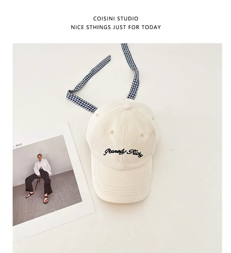 Women Retro Bow Tie Baseball Cap with Embroidered Letter — feature 17
