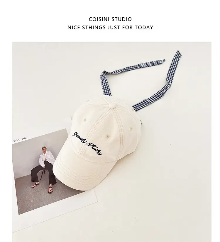 Women Retro Bow Tie Baseball Cap with Embroidered Letter — feature 18