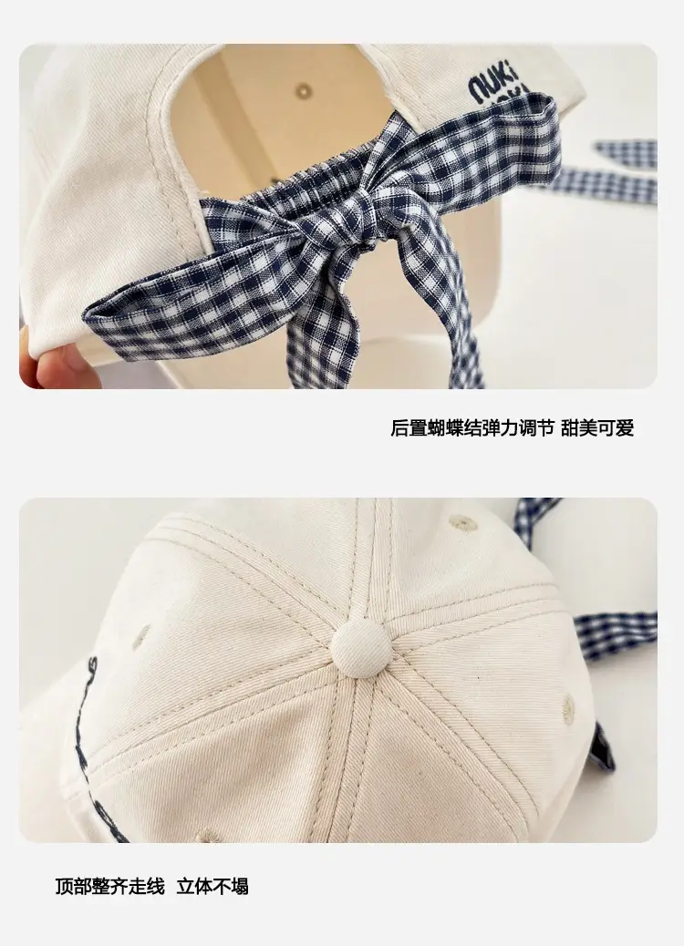 Women Retro Bow Tie Baseball Cap with Embroidered Letter — feature 4