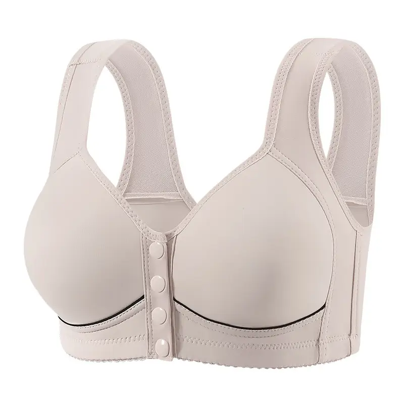 Front-Opening Buckle Middle-Aged and Elderly Mother's Breathable Bra Push-Up Anti-Sagging Sports Thin Vest Style Large Size Intimates for Women
