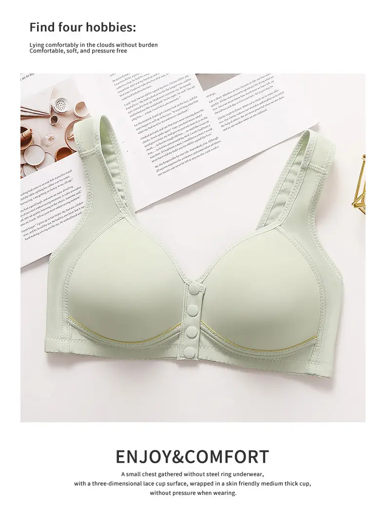 Front-Opening Buckle Middle-Aged and Elderly Mother's Breathable Bra Push-Up Anti-Sagging Sports Thin Vest Style Large Size Intimates for Women — feature 16