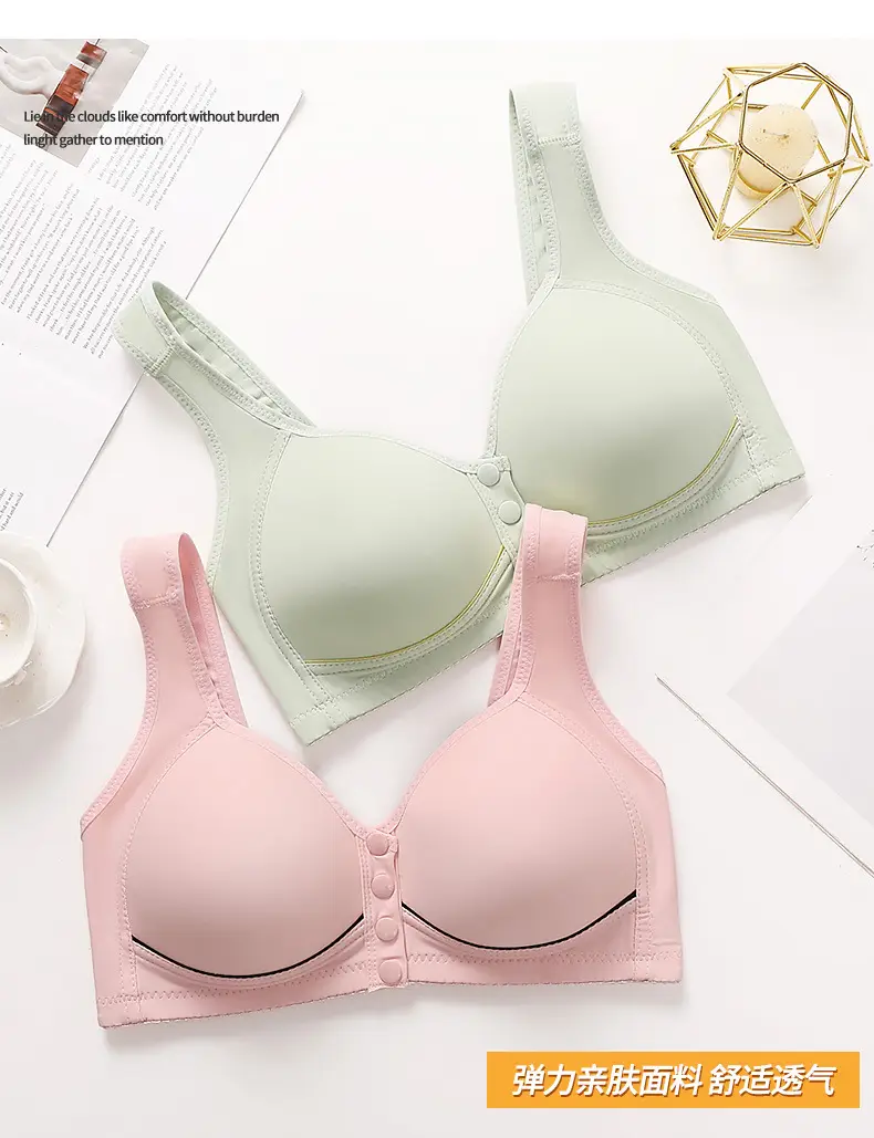 Front-Opening Buckle Middle-Aged and Elderly Mother's Breathable Bra Push-Up Anti-Sagging Sports Thin Vest Style Large Size Intimates for Women — feature 17