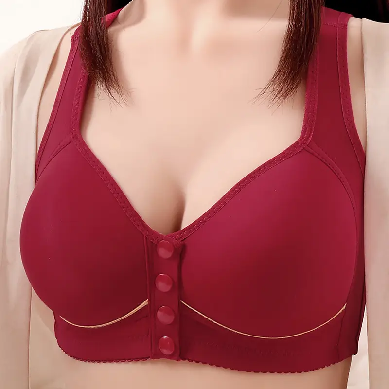Front-Opening Buckle Middle-Aged and Elderly Mother's Breathable Bra Push-Up Anti-Sagging Sports Thin Vest Style Large Size Intimates for Women