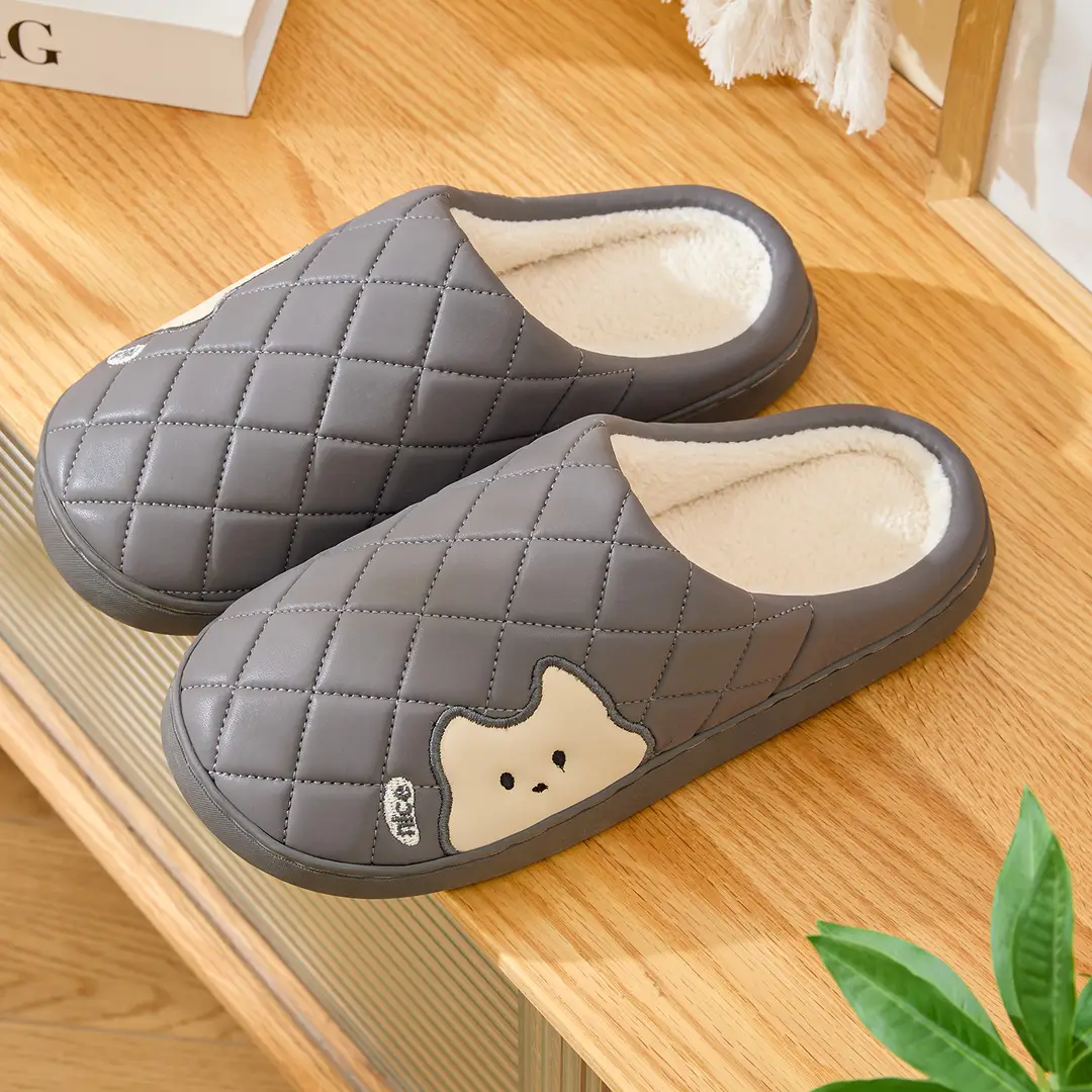 Waterproof Cotton Slippers for Women, Autumn and Winter 2026 New Model, Home Warm and Comfortable Thick-Soled Non-Slip Leather Cotton Shoes for Men, Suitable for Outdoor Wear - Image 4
