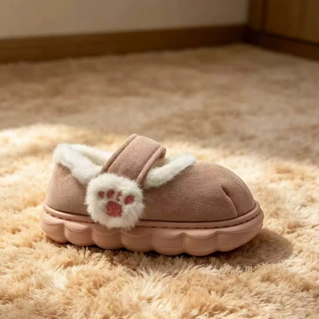 New Winter Cotton Shoes for Women, Cute Cat Claw Velcro, Comfortable, Warm, Soft and Plush Cotton Shoes for Home and Outdoor Wear - Image 2