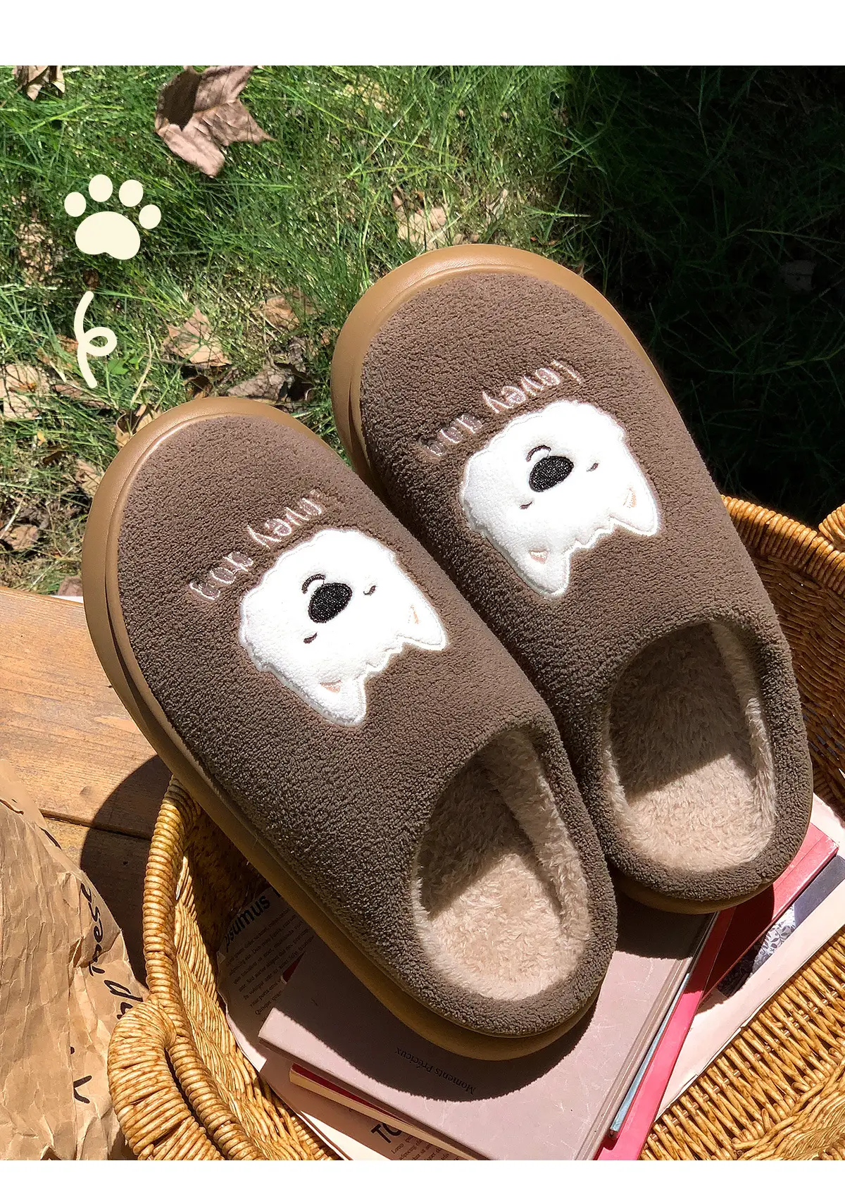 Cute Puppy Cotton Slippers Women Warm Indoor Winter — feature 14