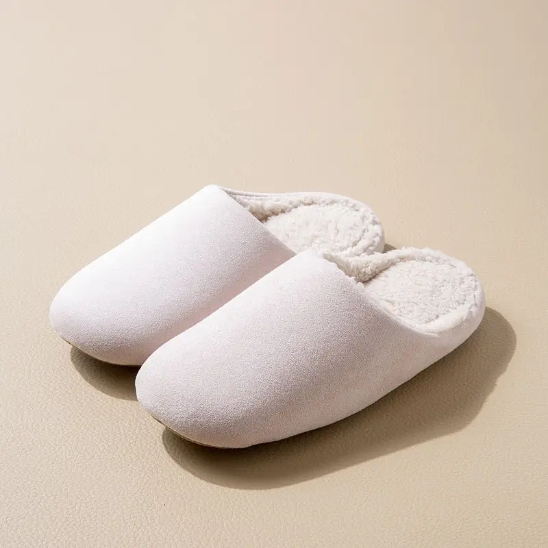 Suede Cotton Slippers for Women Winter New Home Indoor Fleece-Lined Warm Soft Thick Sole Non-Slip Cotton Slippers for Men - Image 4