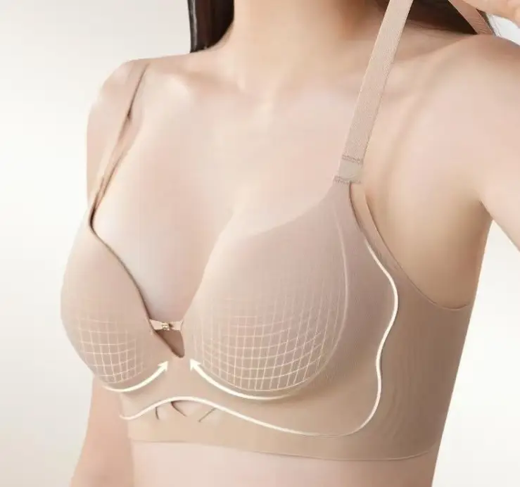 New Liquid Foundation Seamless Bra for Women with Small Bust, Anti-Sagging, Wireless, White T-Shirt, Non-See-Through, Side Breast Collection Bra — feature 7