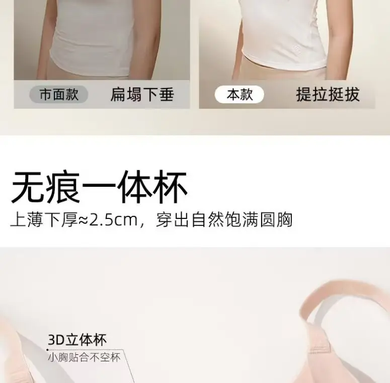 New Liquid Foundation Seamless Bra for Women with Small Bust, Anti-Sagging, Wireless, White T-Shirt, Non-See-Through, Side Breast Collection Bra — feature 9