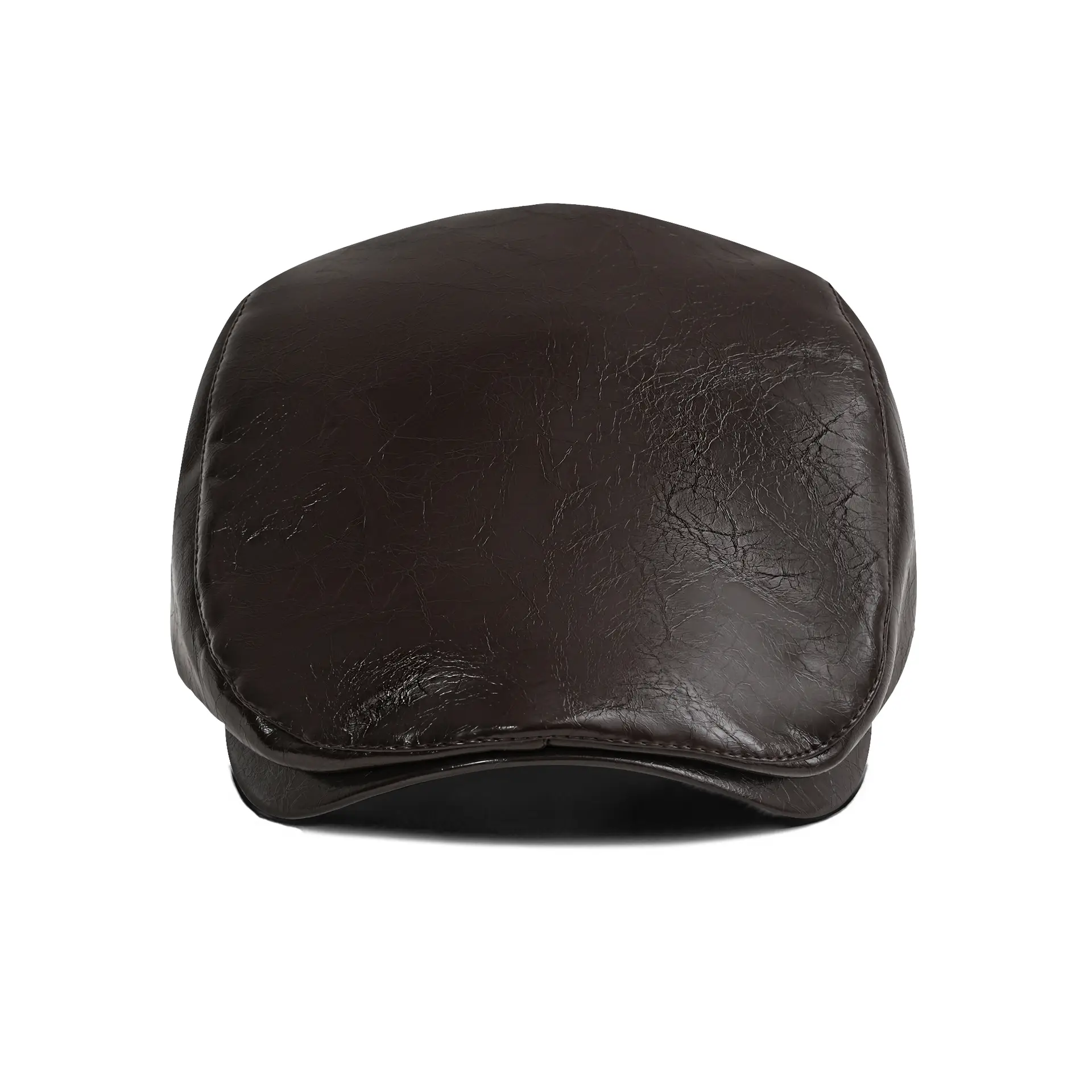 Men's Brown PU Leather Forward Cap for Elderly Winter Use - Image 6