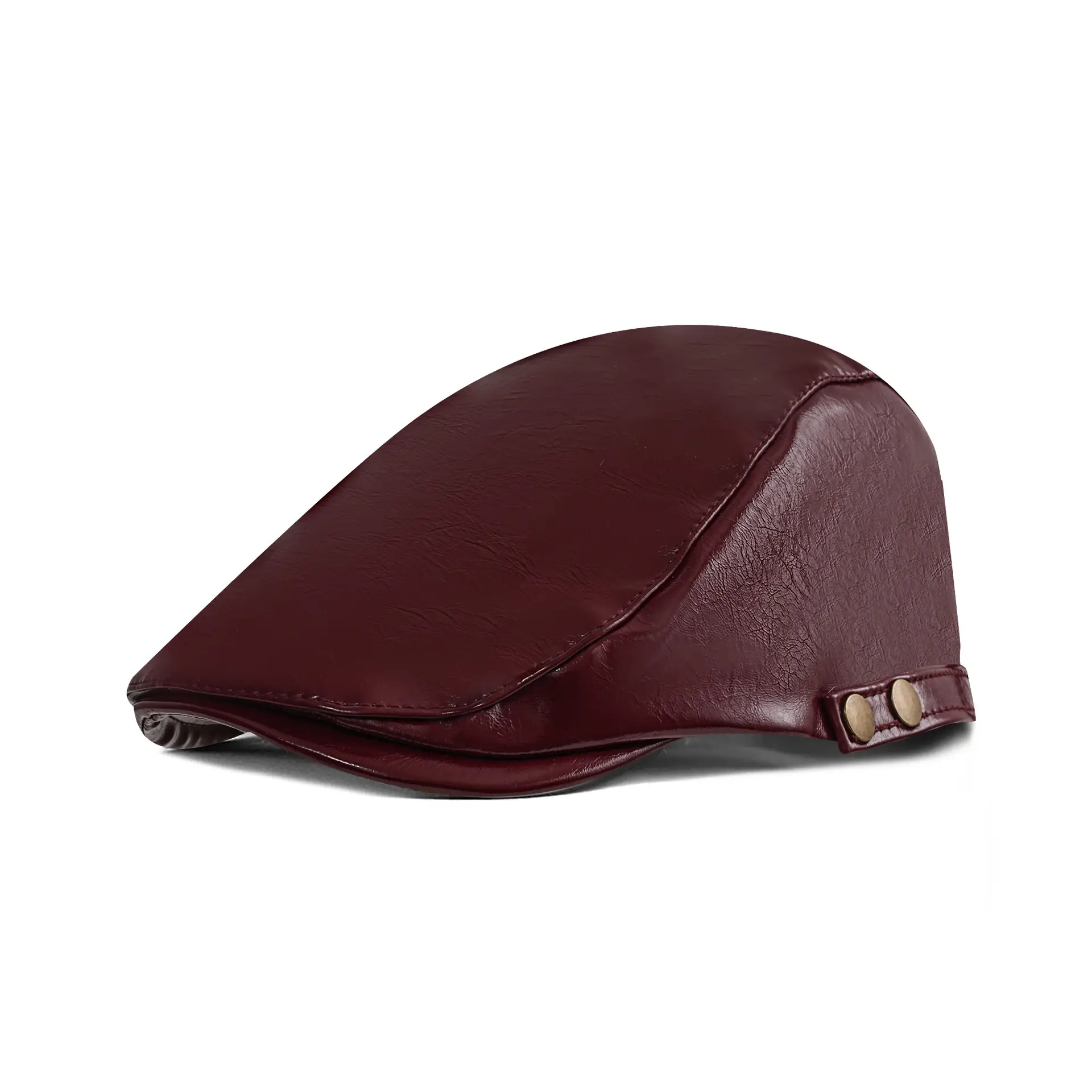 Men's Brown PU Leather Forward Cap for Elderly Winter Use - Image 2