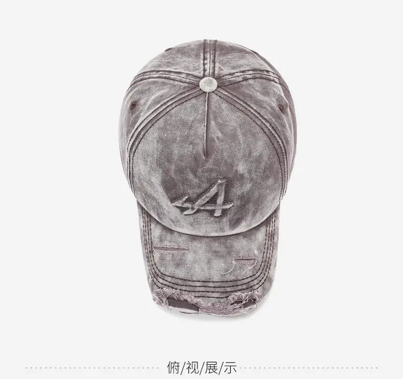 Distressed Gray Letter Cap for Men Women Spring Autumn — feature 12