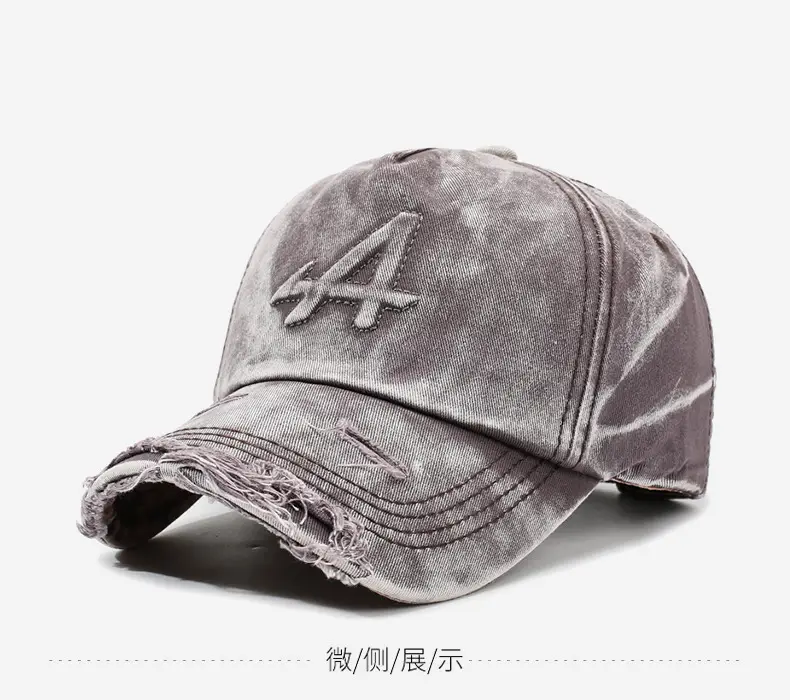 Distressed Gray Letter Cap for Men Women Spring Autumn — feature 9