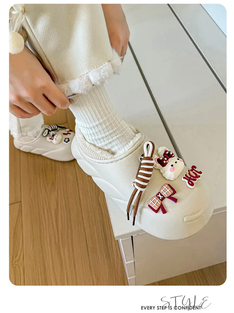 Cute Rabbit Waterproof Slip-On Shoes Cream — feature 11