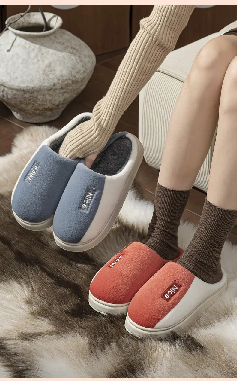 Men Women Fuzzy Wool Slippers Brown White Winter Warm — feature 14