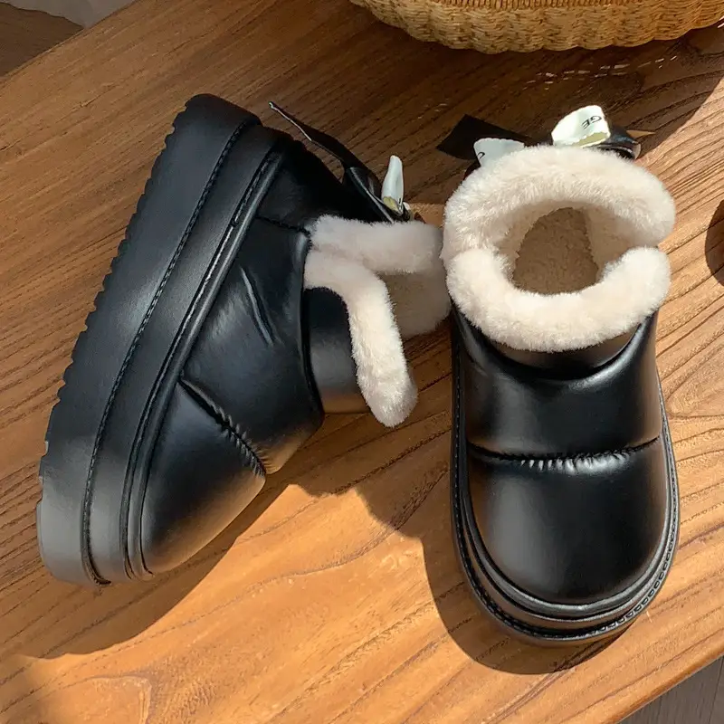 Mingsheng Winter 2025 New Women's Shoes High-Top Thick-Soled Bow Eva Cotton Shoes Snow Boots Fleece-Lined Warm Cotton Slippers - Image 4