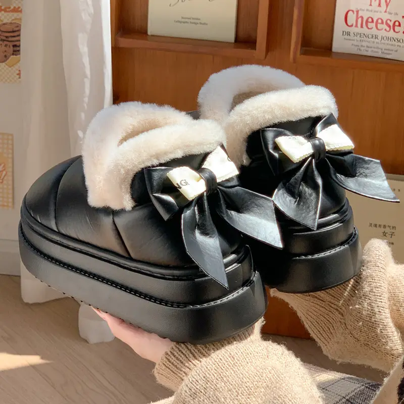Mingsheng Winter 2025 New Women's Shoes High-Top Thick-Soled Bow Eva Cotton Shoes Snow Boots Fleece-Lined Warm Cotton Slippers - Image 5