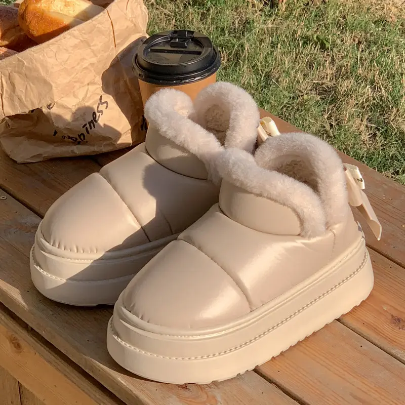 Mingsheng Winter 2025 New Women's Shoes High-Top Thick-Soled Bow Eva Cotton Shoes Snow Boots Fleece-Lined Warm Cotton Slippers - Image 7