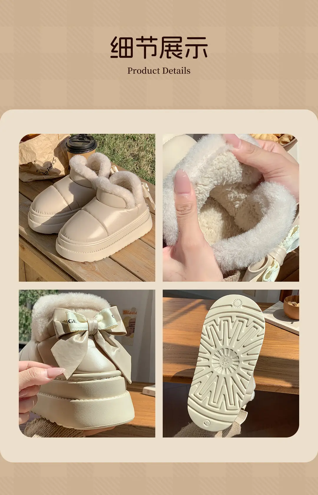 Mingsheng Winter 2025 New Women's Shoes High-Top Thick-Soled Bow Eva Cotton Shoes Snow Boots Fleece-Lined Warm Cotton Slippers — feature 10