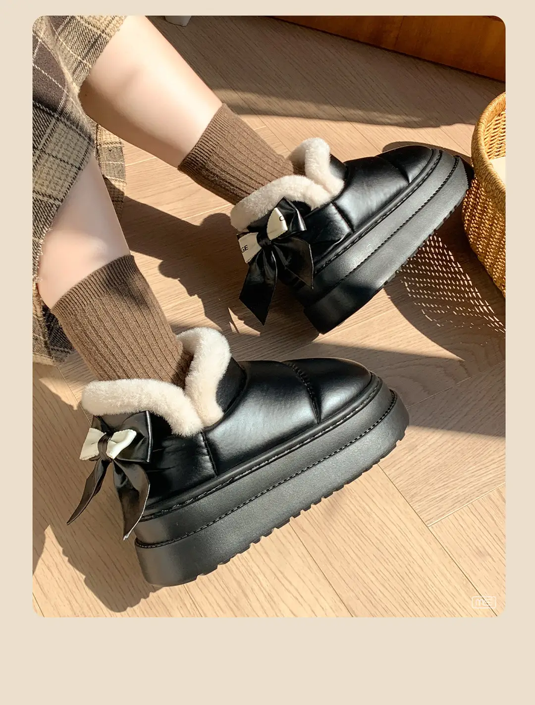 Mingsheng Winter 2025 New Women's Shoes High-Top Thick-Soled Bow Eva Cotton Shoes Snow Boots Fleece-Lined Warm Cotton Slippers — feature 9