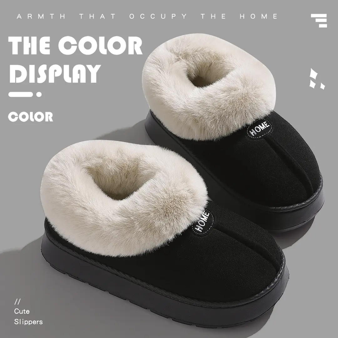 Women's Outdoor Cotton Slippers for Autumn and Winter Fashion Couples Home Indoor Non-Slip Wear-Resistant Thick-Soled High-Top Cotton Slippers for Men Wholesale - Image 6