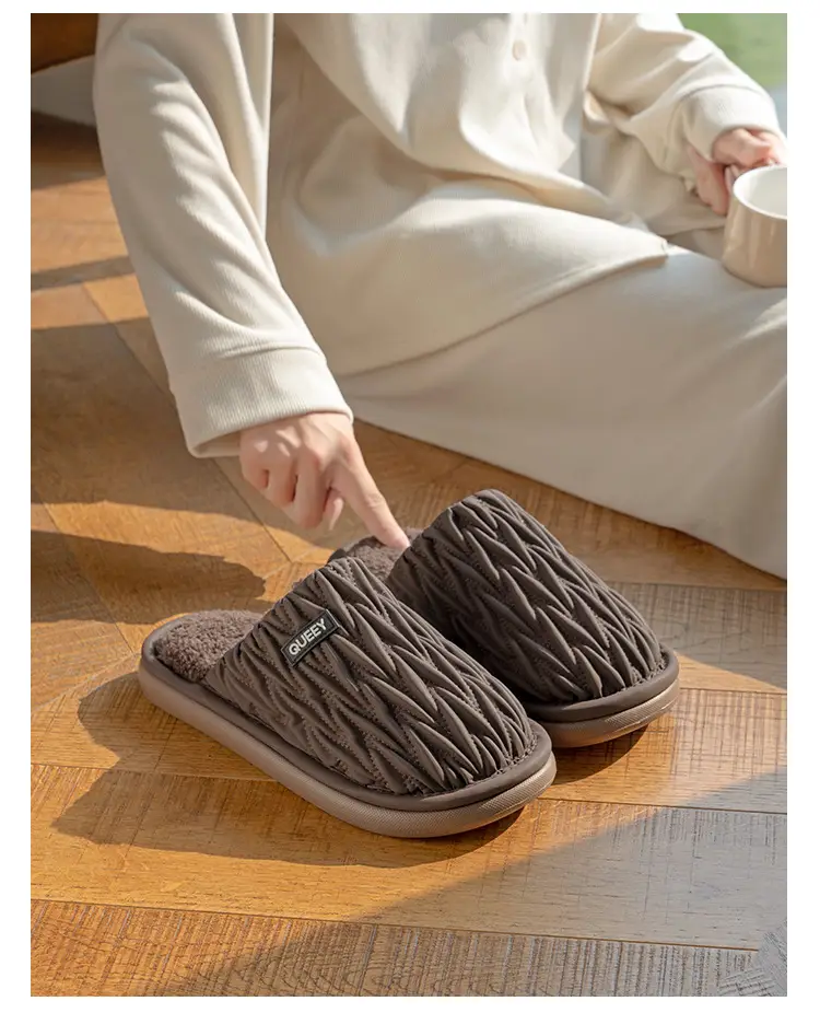 Women Cotton Slippers Grey Autumn Winter 2025 — feature 23