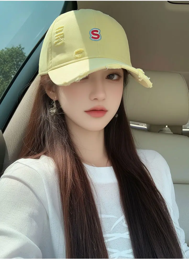 Women Baseball Cap Wide Brim Embroidered White — feature 13