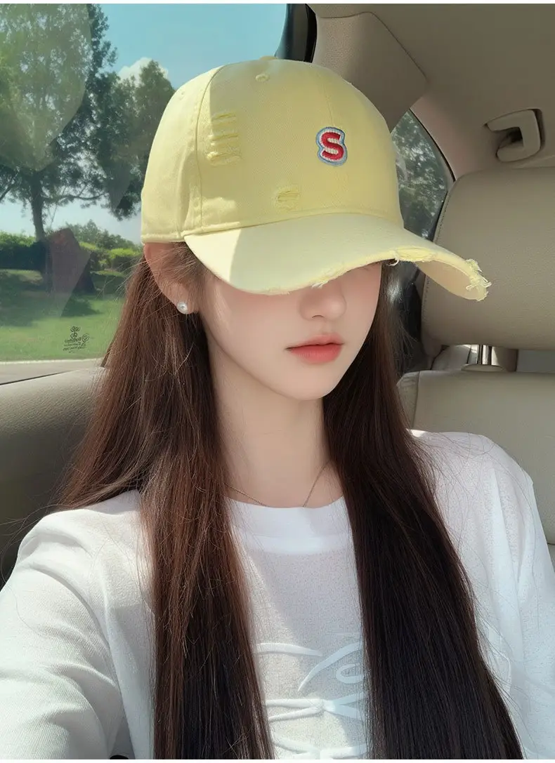 Women Baseball Cap Wide Brim Embroidered White — feature 14