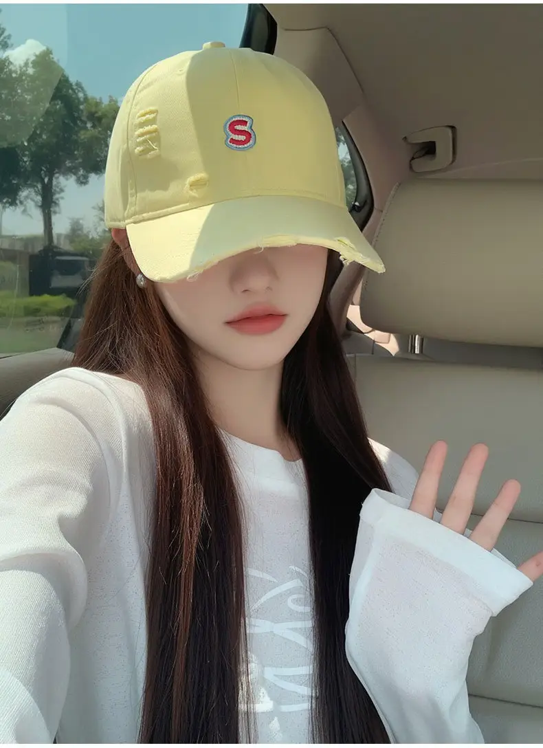 Women Baseball Cap Wide Brim Embroidered White — feature 15