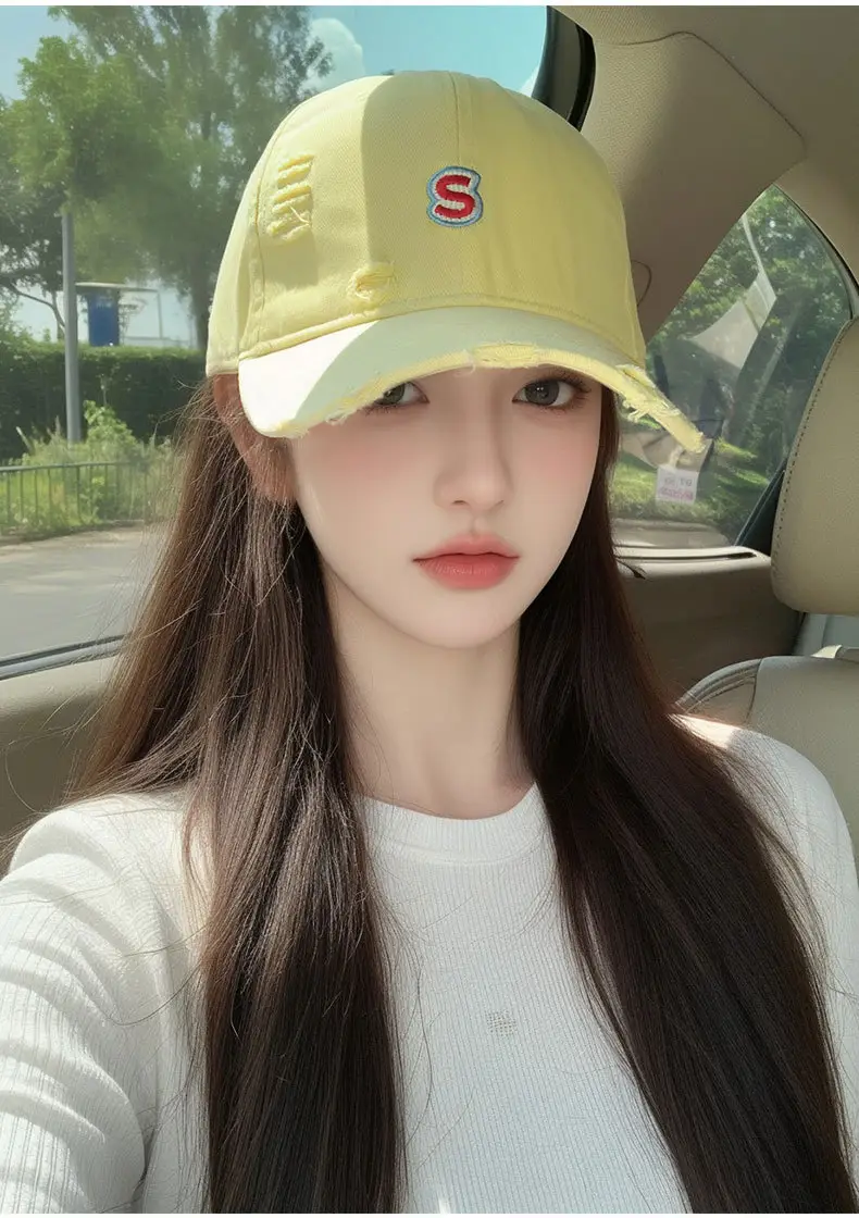 Women Baseball Cap Wide Brim Embroidered White — feature 17