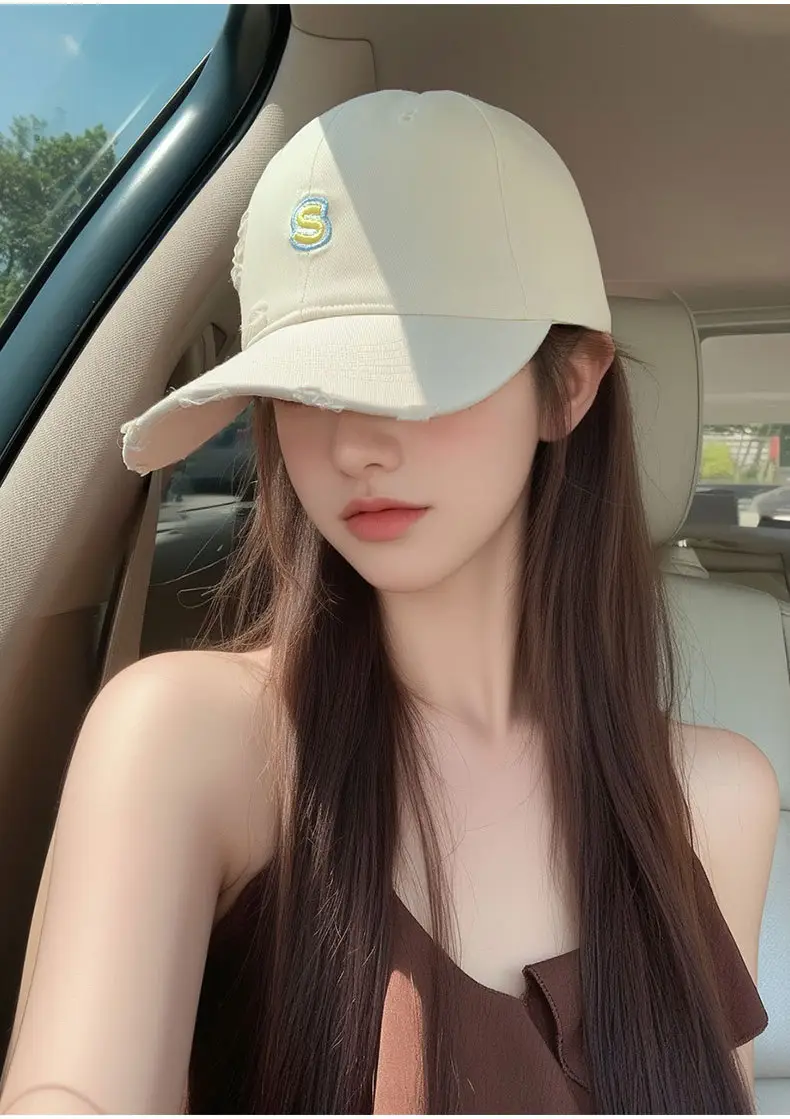 Women Baseball Cap Wide Brim Embroidered White — feature 19