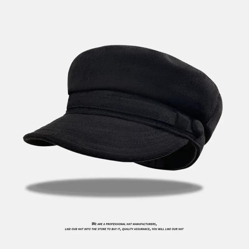 Black Retro Octagonal Beret for Women - Image 3