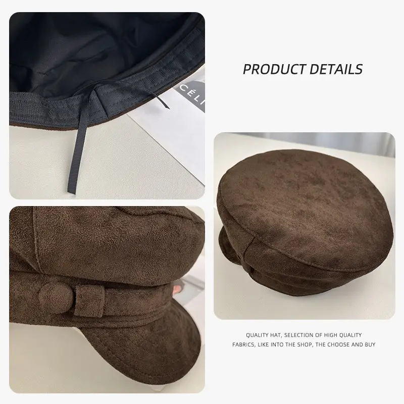 Black Retro Octagonal Beret for Women - Image 5