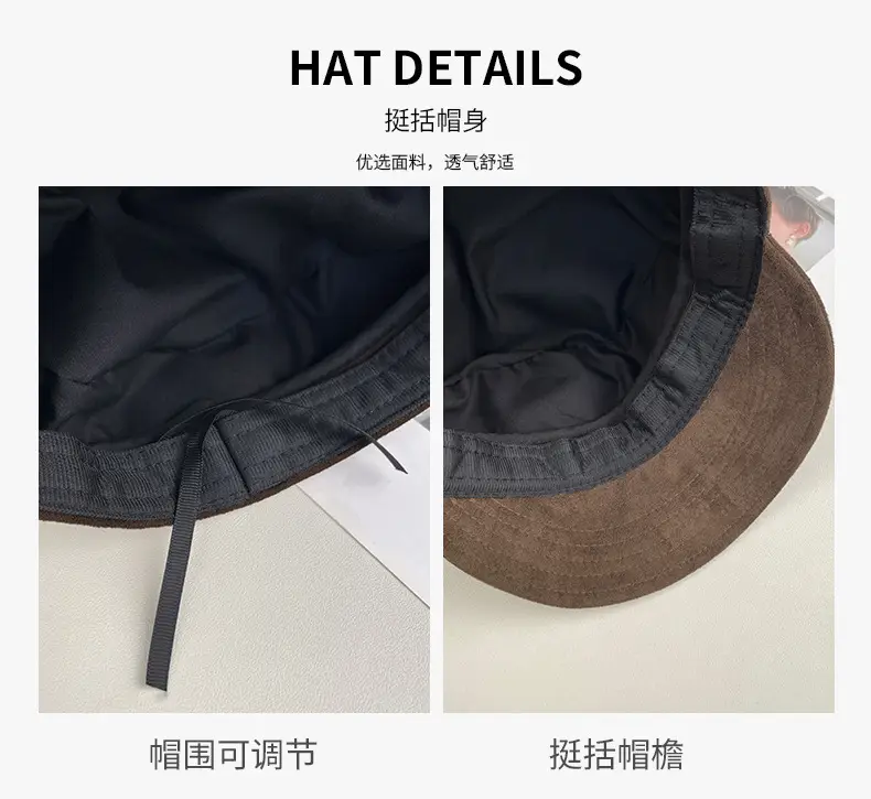 Black Retro Octagonal Beret for Women — feature 4