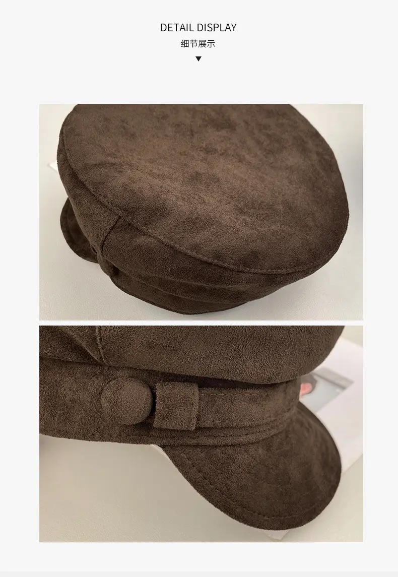 Black Retro Octagonal Beret for Women — feature 5